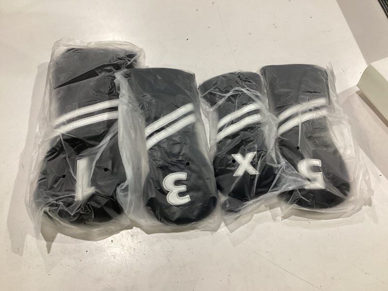 Condition photo showing New/Like New for golf club covers,4pcs or 1pc golf headcovers for woods and driver fairway hybrids women men - premium pu leather with interchangeable tags & magnetic blade and mallet putter covers golf club covers - 4pcs black