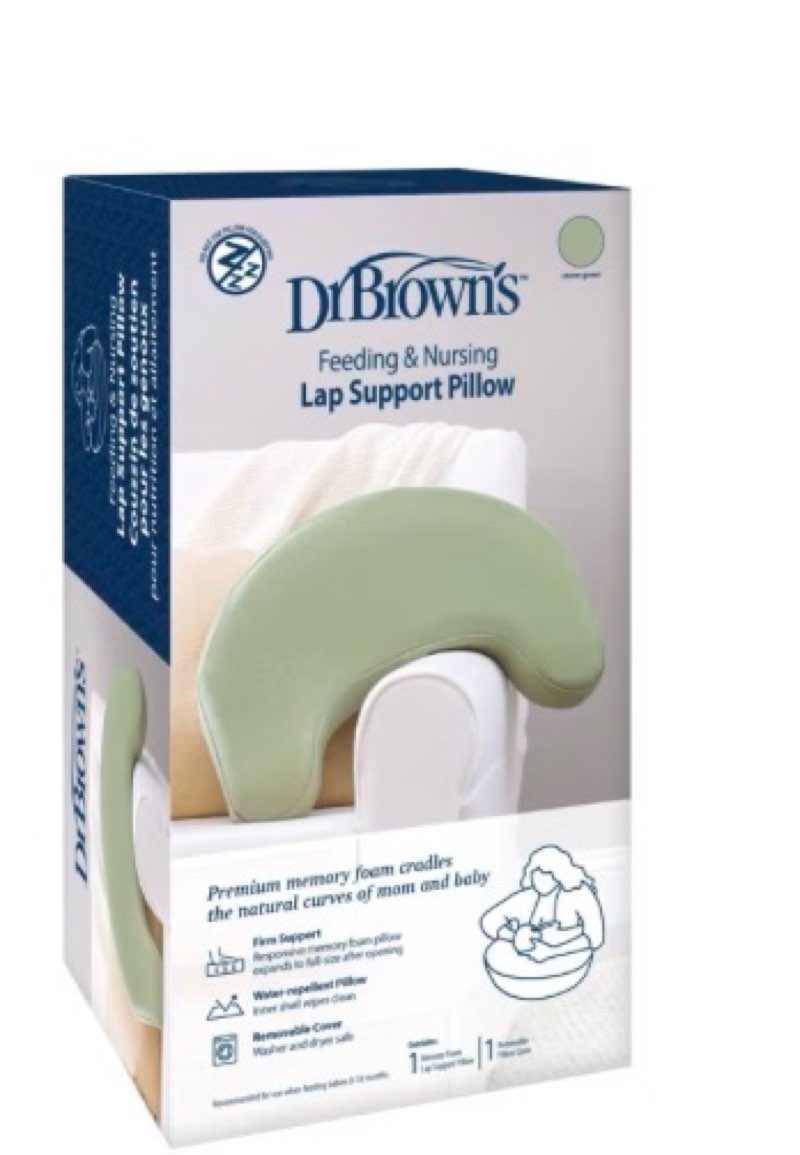 Dr. Brown's Feeding and Nursing Lap Support Pillow with Cover, Premium Memory Foam, Responsive Firm 