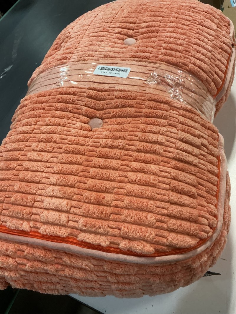 Condition photo showing Good Condition for higogogo 8" floor pillow cushion for adults, meditation cushion pillow, blended corduroy cover, large square floor sitting for tatami living room or yoga, 22x22 inch, coral square coral 8" thick(pack of 1)