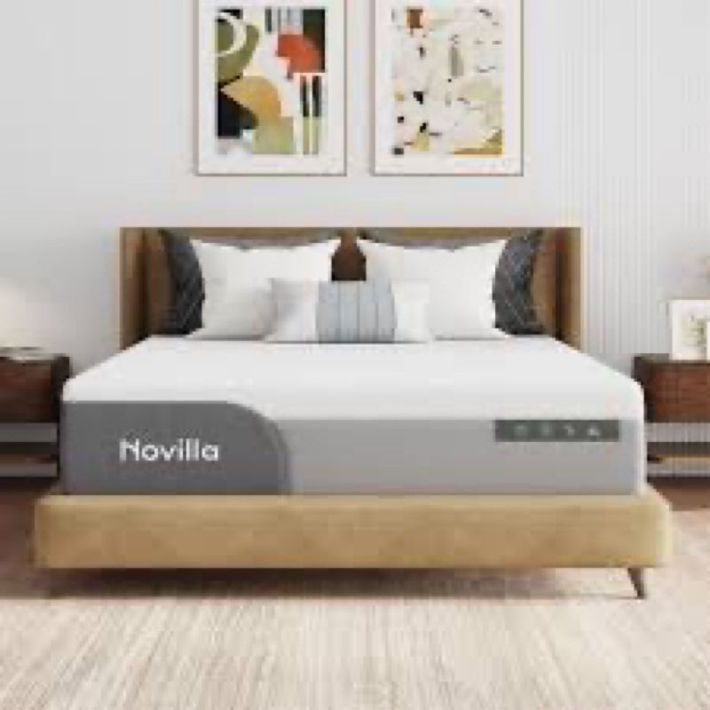 novilla 12 inch queen size mattress in a box, hypoallergenic & back pain relief, hybrid queen mattre