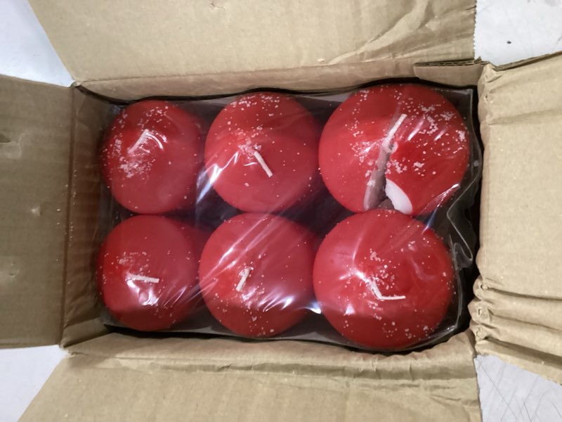 Condition photo showing Good Condition for stonebriar unscented pillar candles – 18 hour burn time, long-lasting wax candles for weddings, holidays, home décor & special events, pack of 6, red, 3" x 3" red 3" x 3"