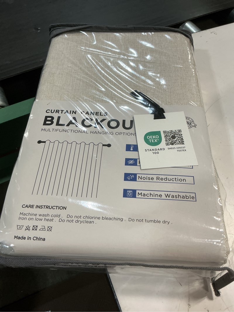 Condition photo showing New/Like New for 100% blackout shield linen blackout curtains for bedroom 84 inches long, back tab/rod pocket living room drapes, thermal insulated blackout curtains 2 panels set, 50" w x 84" l, cream cream 50"w x 84"l (pack of 2)