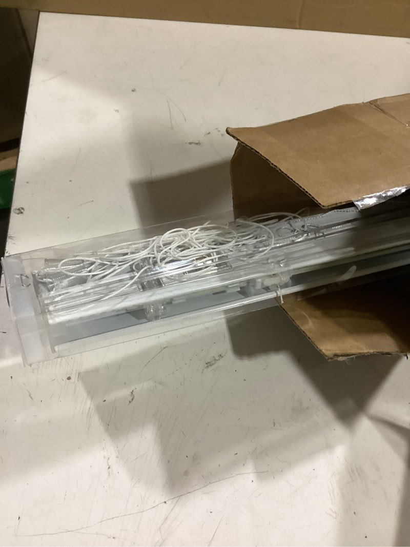 Condition photo showing Good Condition for yiibaii mini blinds suitable for 43" w x 64" h windows 1" aluminum horizontal venetian blinds darkening with rope and pole can mounted inside or outside white 43"w x 64"h