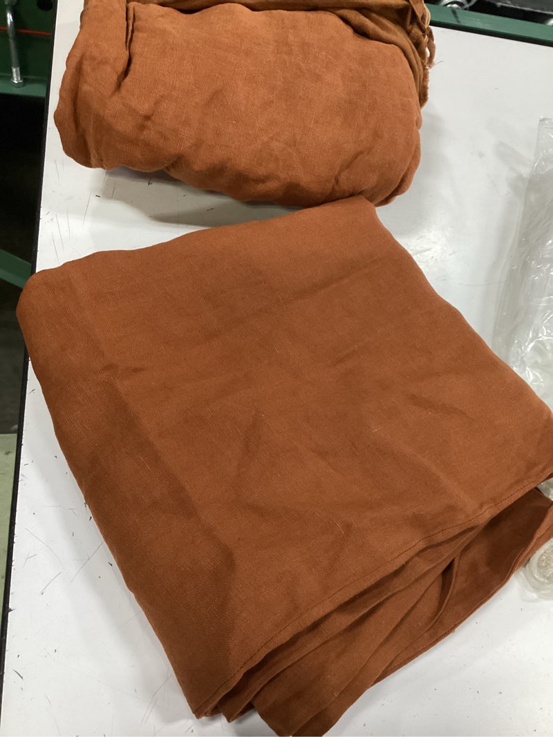 Condition photo showing Good Condition for quince european linen stripe duvet cover set terracota king