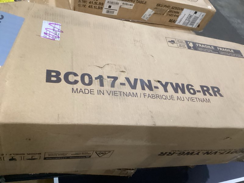 Condition photo showing As Is for Rolanstar Bookshelf 6 Tier with 4 Hooks, Reversible Corner Bookshelf, 69" Industrial Wooden Bookcase with Open Shelves and Metal Frame for Living Room, Bedroom, Home Office, Rustic Brown