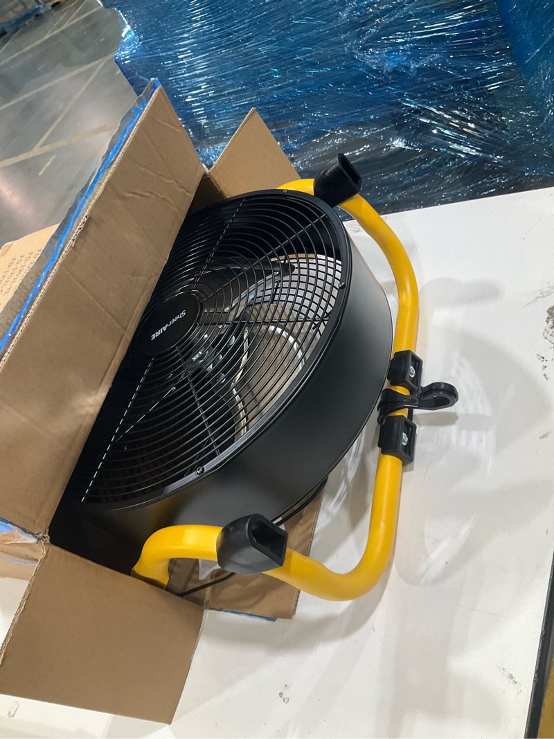 Condition photo showing Good Condition for 15" rechargable battery operated fan for camping,12 speeds cordless floor fan?rechargeable portable fan for travel indoor outdoor, 12000mah, 360°manual tilt power bank-1pack yellow black