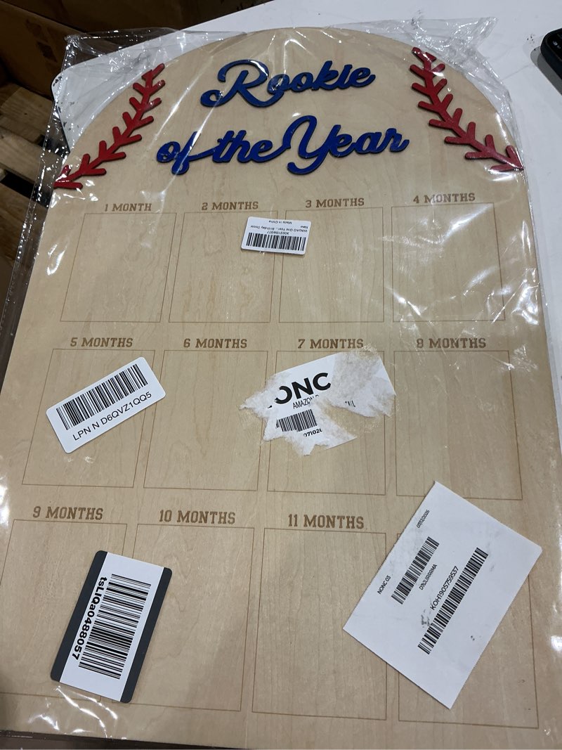 Condition photo showing Good Condition for one year wooden photo decorations,baseball 1st birthday decorations | rookie of the year,one year birthday photo board,12 monthly milestones birthday decor