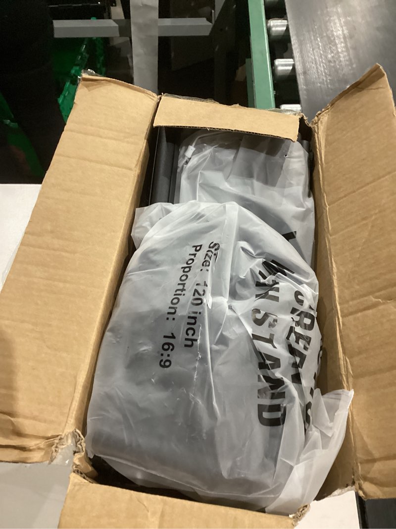 Condition photo showing As Is for TOWOND Outdoor Projector Screen with stand, 120 inch Portable Movie Screen - 16:9 4K HD Foldable Anti-Crease Projection Screen with Carry Bag for Movie Nights, Camping and Parties Support Double Sided 120 pouces