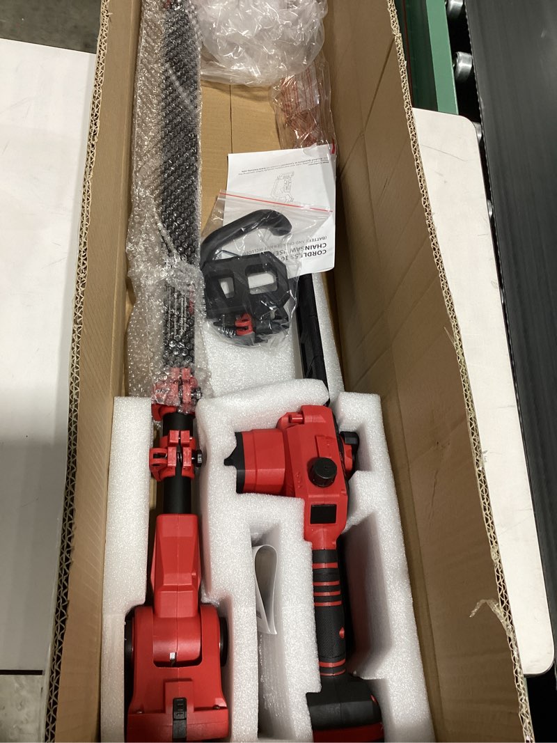 Condition photo showing Good Condition for 2-in-1 cordless 10-inch pole saw and chainsaw compatible with milwaukee 18v battery, total reach of max 15ft, auto oiling, electric pole saw for tree trimming pruning (battery not included) 2 in 1 pole saw