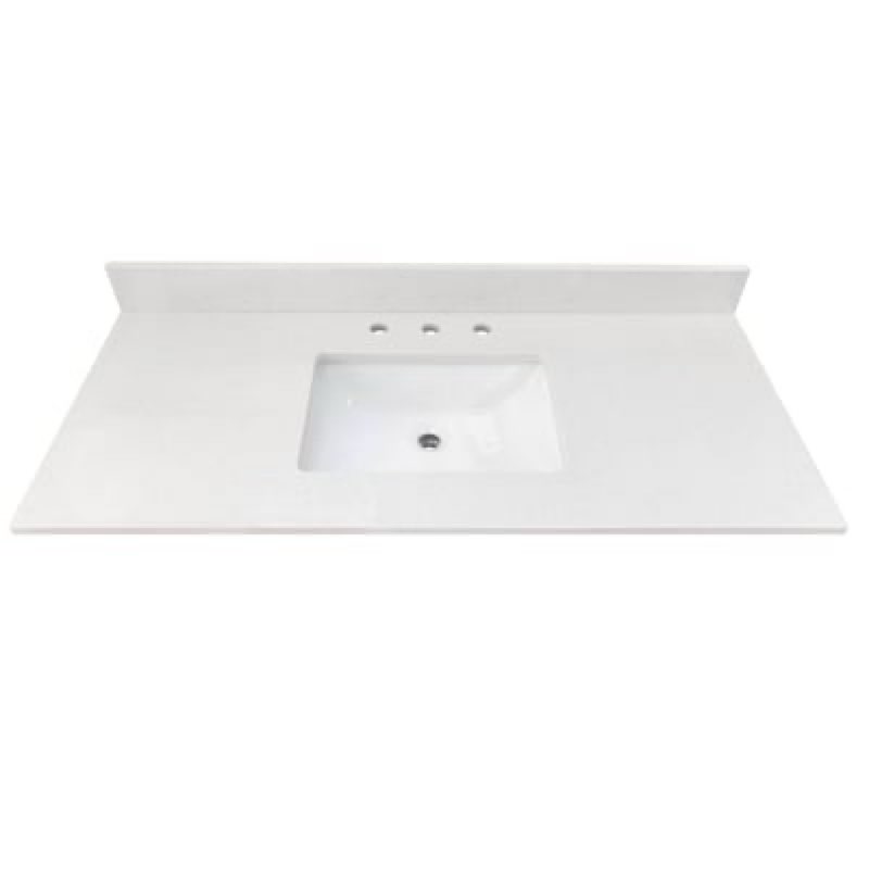 allen + roth meridian 49-in x 22-in white engineered marble undermount single sink