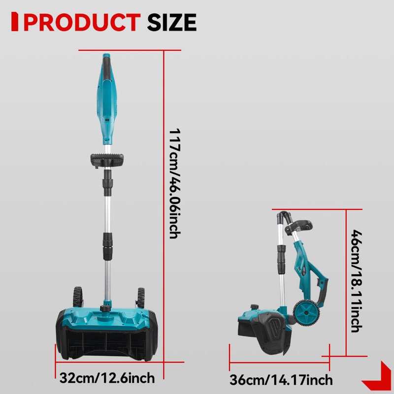 brushless cordless snow shovel foldable with wheels