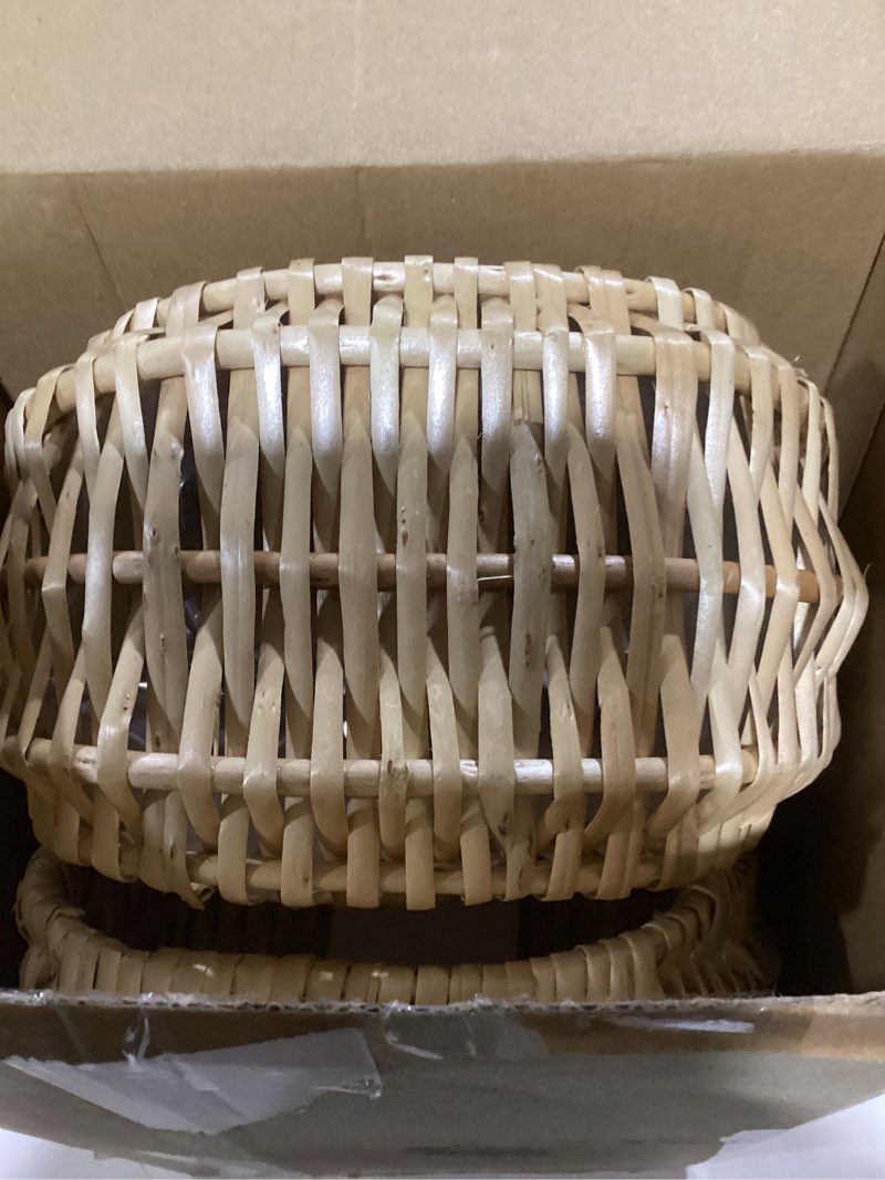Condition photo showing New/Like New for taiyin 3 pack rattan flower girl basket small half moon straw wicker basket with handle ideal for wedding flower girl,picnic,garden storage and home decor (nature) nature 3