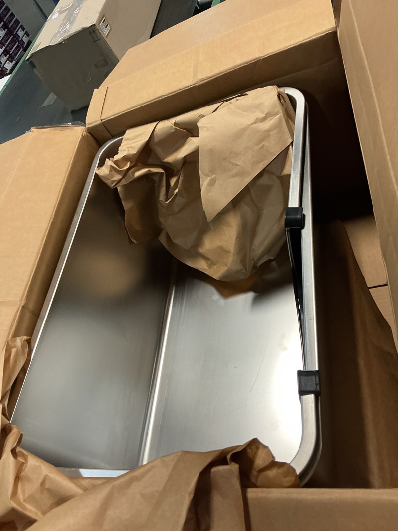 Condition photo showing As Is for ptlom front entry stainless steel pan cat litter box, 19.4 x 13.5 x 5.9-in