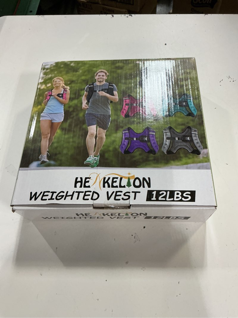 Condition photo showing New/Like New for henkelion weighted vest weight vest for men women kids weights included, body weight vests adjustable for running, training workout, jogging, walking 12 lbs blue