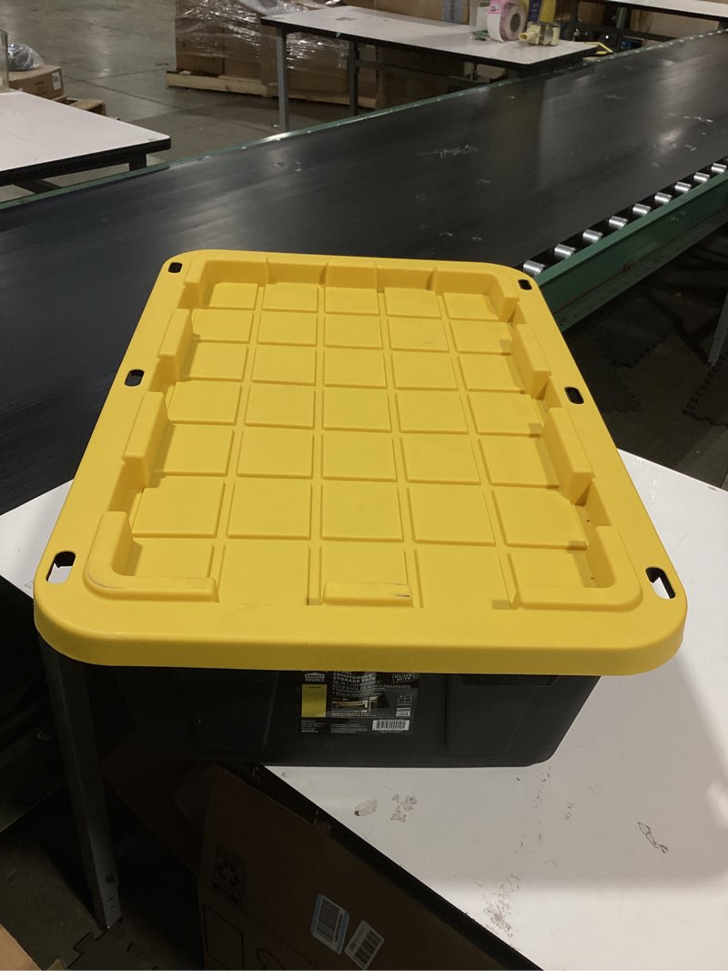 Condition photo showing Good Condition for project source commander medium 15-gallons (60-quart) black and yellow tote with standard snap lid