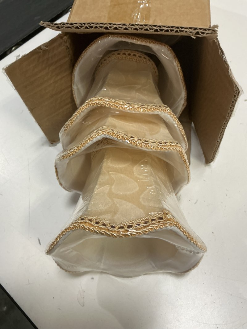 Condition photo showing Good Condition for 6pcs scalloped lamp shade, 3 x 4.7 x 5 inch small fabric wall lamp cover chandelier lamp shade for e14 bulb base model #12