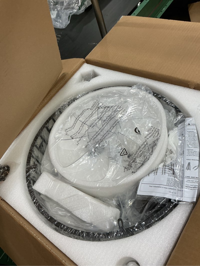 Condition photo showing Good Condition for Crystal Caged Ceiling Fan, 18" Modern Industrial Black Ceiling Fans with Remote Control Bladeless Ceiling Fans Lighting, Black Fandelier Fans for Bedroom, Living Room, 6 Speed Black-73