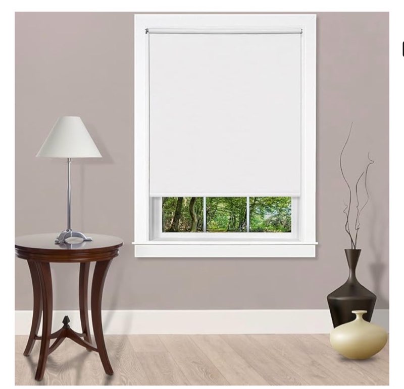 Cordless Tear Down Light Filtering Shade - 37 Inch Width, 72 Inch Length - White- Cord-Free Customizable Room Darkening Horizontal Mini Vinyl Windows Blinds for Interior by Achim Home Decor