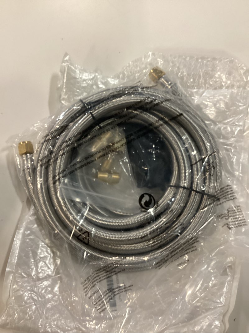 Condition photo showing New/Like New for upgraded 18 feet high pressure braided propane hose extension with conversion coupling 3/8" flare to 1/2" female npt, 1/4" male npt, 3/8" male flare for bbq grill, fire pit, heater 18feet