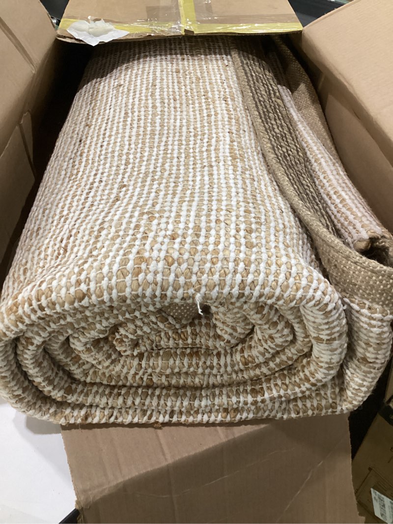 Condition photo showing As Is for loloi chris loves julia rue collection rue-03 bark/mocha 8'-6" x 11'-6" area rug jute neutral floral living room bedroom rug bark / mocha 8'6" x 11'6" (rectangular)