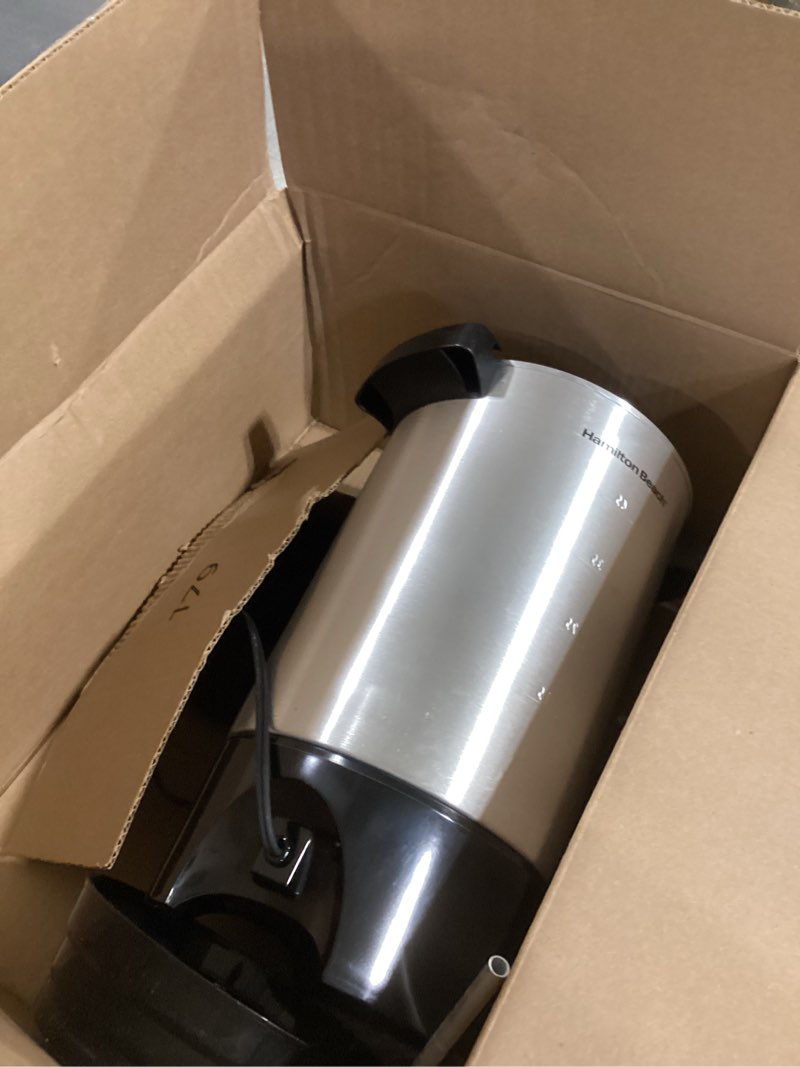Condition photo showing As Is for hamilton beach 45 cup coffee urn and hot beverage dispenser, silver single-spout