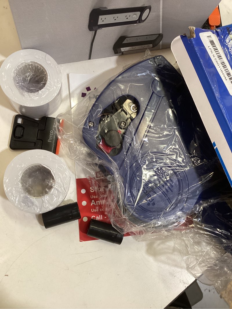 Condition photo showing Good Condition for perco lite 1 line price gun with price-marking labels kit — includes 5,000 blank white labels, 1 gun clip, 2 ink rollers — 1 ink roll & labels preloaded — ideal for retail pricing, inventory, and more price gun kit