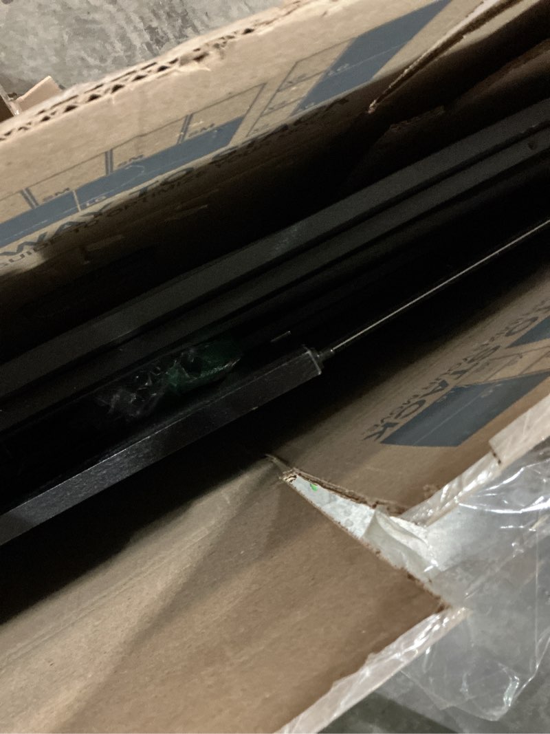 Condition photo showing As Is for HOMSHO 2-Tier Storage Bench, 39.4" Wide Shoe Bench with Padded Seat Cushion, Entryway Bench with 2 Barn Doors and Adjustable Shelf, Black 39.4" Wide Black