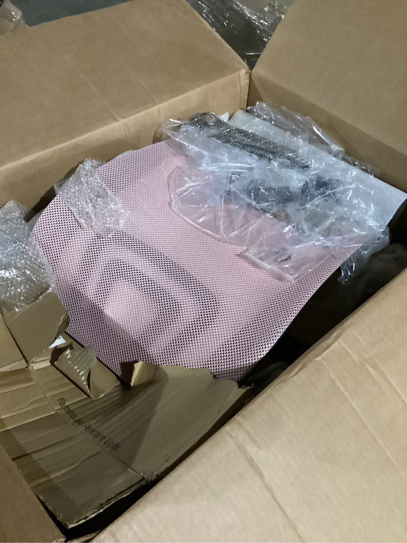 Condition photo showing Good Condition for dumos home office chair - ergonomic mid back with lumbar support & rocking mode, height adjustable with fixed armrest, storage back for computer, gaming, conference, meeting room, 360° swivel, pink pink only 1