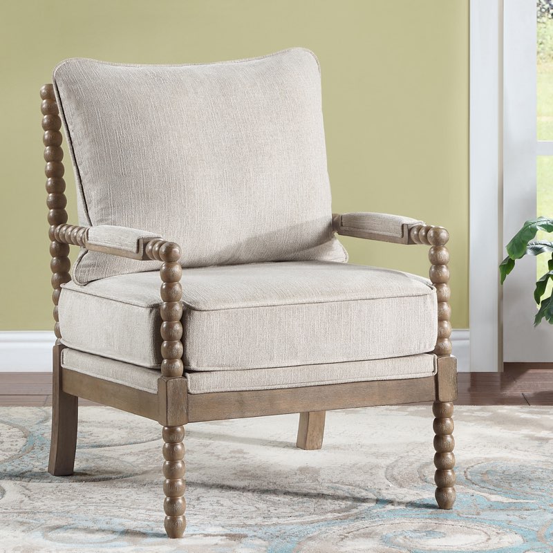 Wood Frame,Spool Chairs with High Resilience Spring Cushion and Armrest Pads, Leisure Armchair for Living Room Bedroom Farmhouse Home Office Belcony