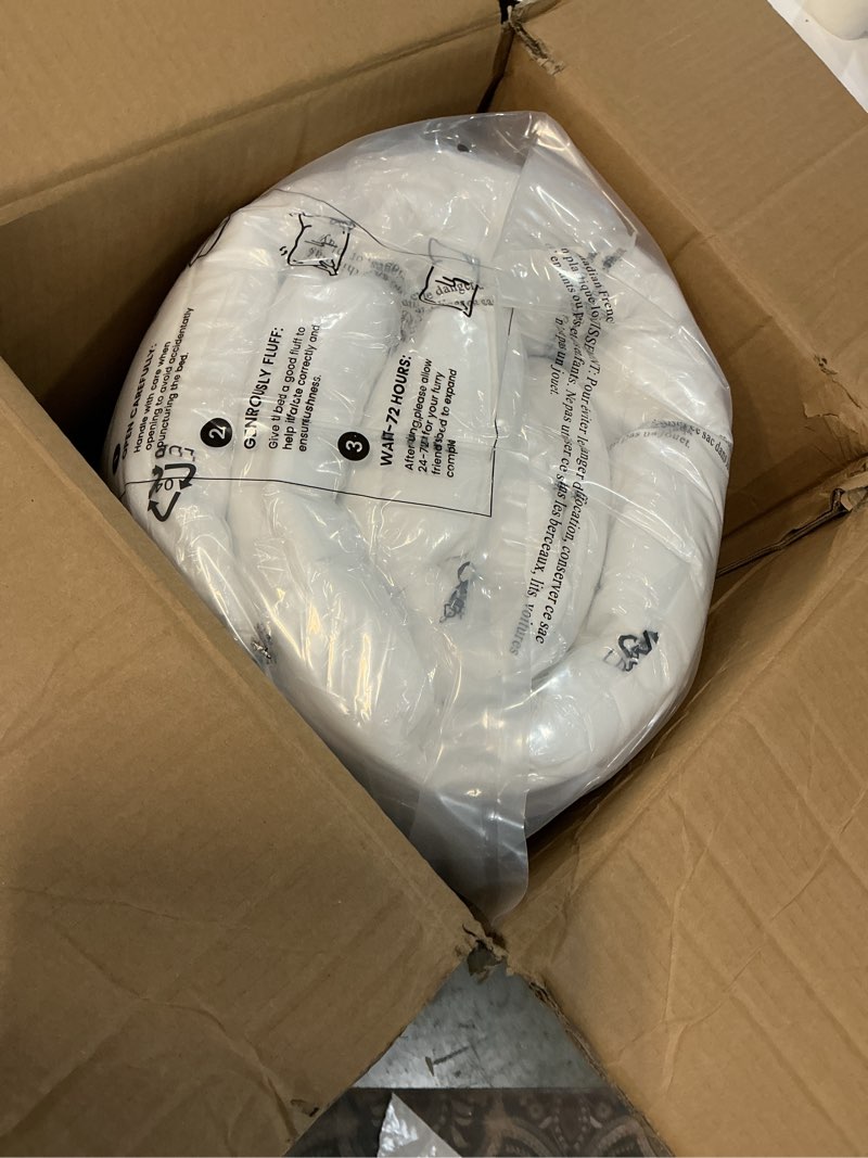 Condition photo showing New/Like New for masvis king size dual layer 4 inch memory foam mattress topper, 2 inch gel memory foam and 2 inch cooling pillow top mattress pad cover for back pain, medium support white king