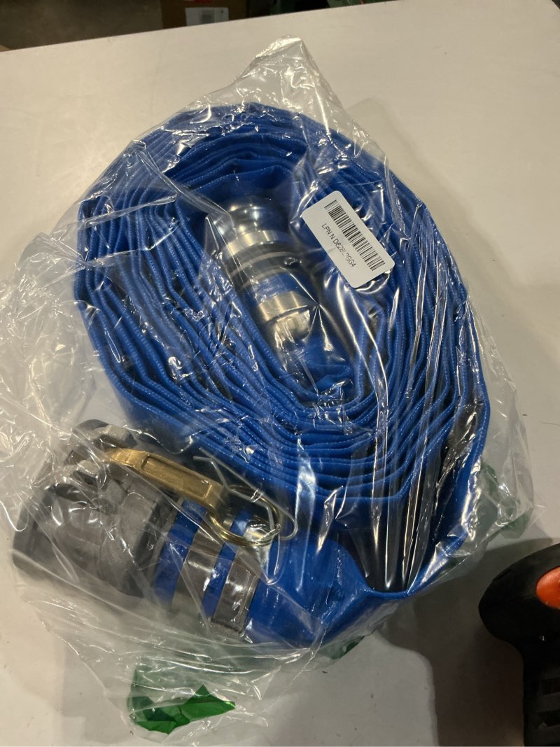 Condition photo showing Good Condition for davco 2" id × 25 ft pool backwash hose, heavy duty reinforced blue pvc lay flat water discharge pump hoses for swimming drain pools and clean filters, with aluminum camlock c and e fittings