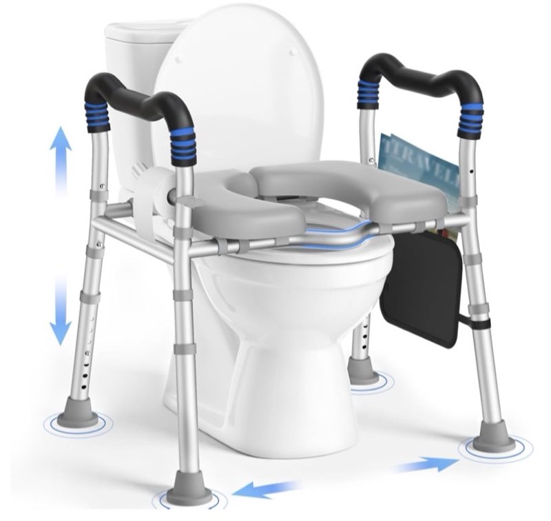 kingpavonini toilet seat risers for seniors, raised toilet seat with handles with adjustable height 