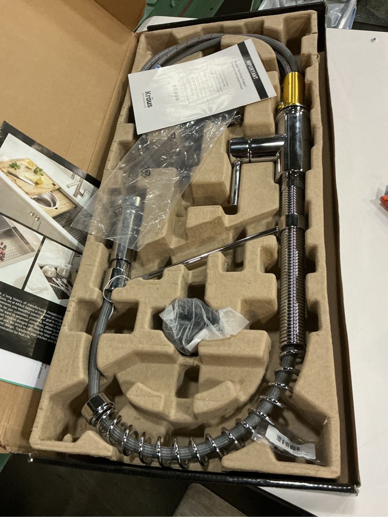 Condition photo showing Good Condition for Kraus KPF-2631CH Single Handle Pull Down Commercial Kitchen Faucet, 21.75 inch, Chrome Chrome 21 3/4 inch Commercial Style