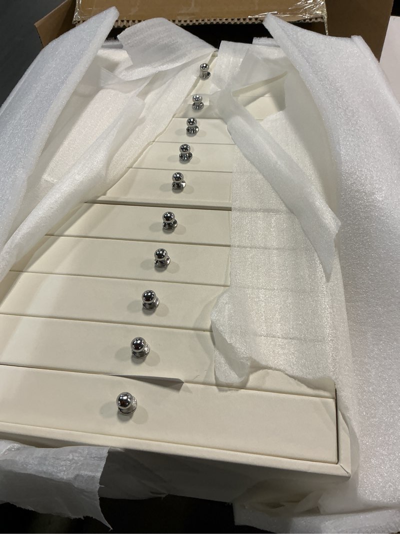 Condition photo showing Good Condition for guka large jewelry box, jewelry case with 10 drawers for big and small jewelry, jewelry storage organizer for watch earrings necklace rings bracelets, birthday wedding gifts, white white 10 layer