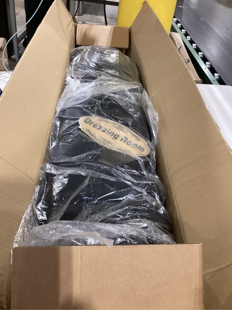 Condition photo showing Good Condition for pengfei portable fitting room, dressing room frame with curtain and hook, changing room for clothing store, boutiques, office, temporary privacy space, easy to assemble, black, 39x39x79 inch