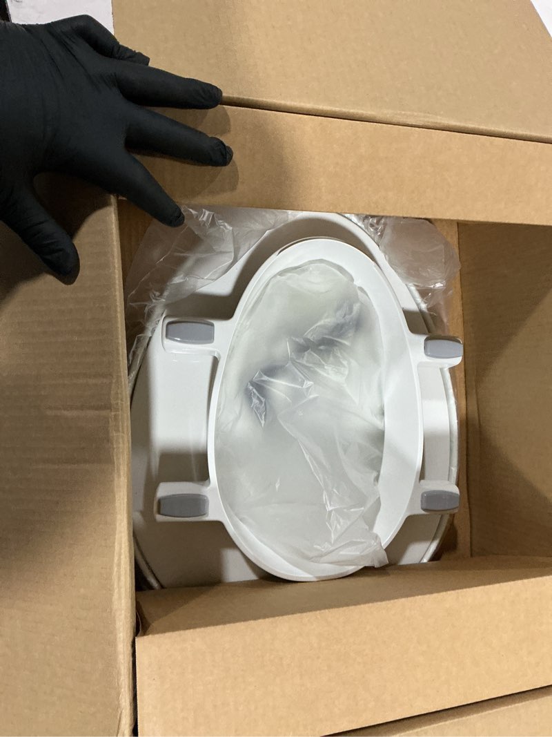 Condition photo showing Good Condition for bemis assurance 3" raised toilet seat for seniors, made in usa, secure hinges, clean shield guard, elongated, white elongated raised seat