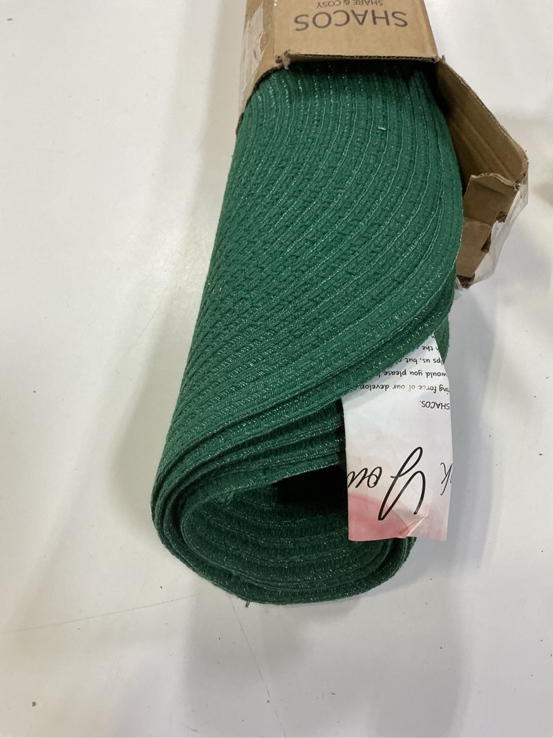 Condition photo showing New/Like New for SHACOS Round Placemats Set of 4 Washable 15 inch Round Table Mats Cotton Polyester Woven Braided Place Mats for Dining Table (Green, 4) Green  4