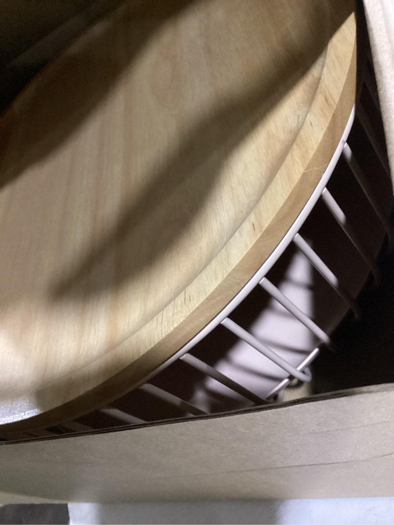 Condition photo showing New/Like New for Metal Fruit Bowl with Mesh Lid and Basket - Fruit and Vegetable Holder for Kitchen Counter - Versatile and Durable Storage Basket Organizer for Fruit, Veggie, Snacks - 11x11x4-Inch (Warm Gray) Warm Grey Mesh Basket with Mesh Lid