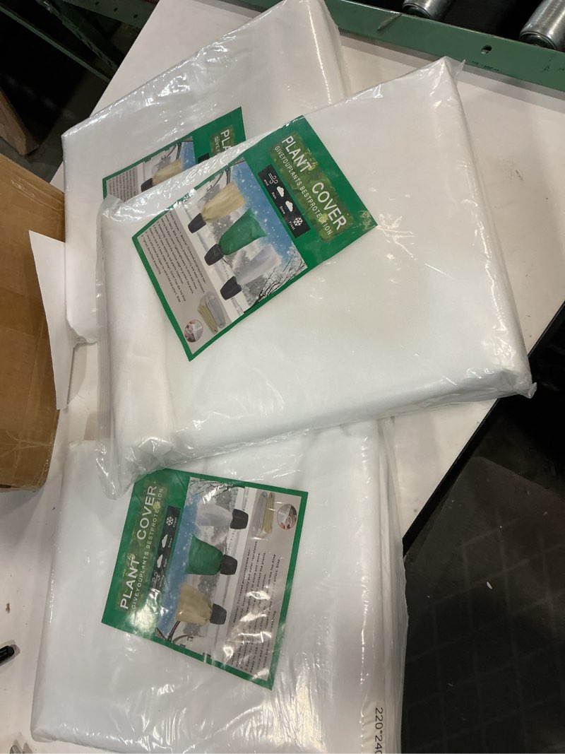 Condition photo showing New/Like New for 3 Pack 86x95 Inch Plant Covers Freeze Protection Large, 2.82oz/yd² Thickened Winter Tree Covers with Zipper Drawstring - Reusable Frost Blanket from Wind, Pest for Outdoor winter plants protection