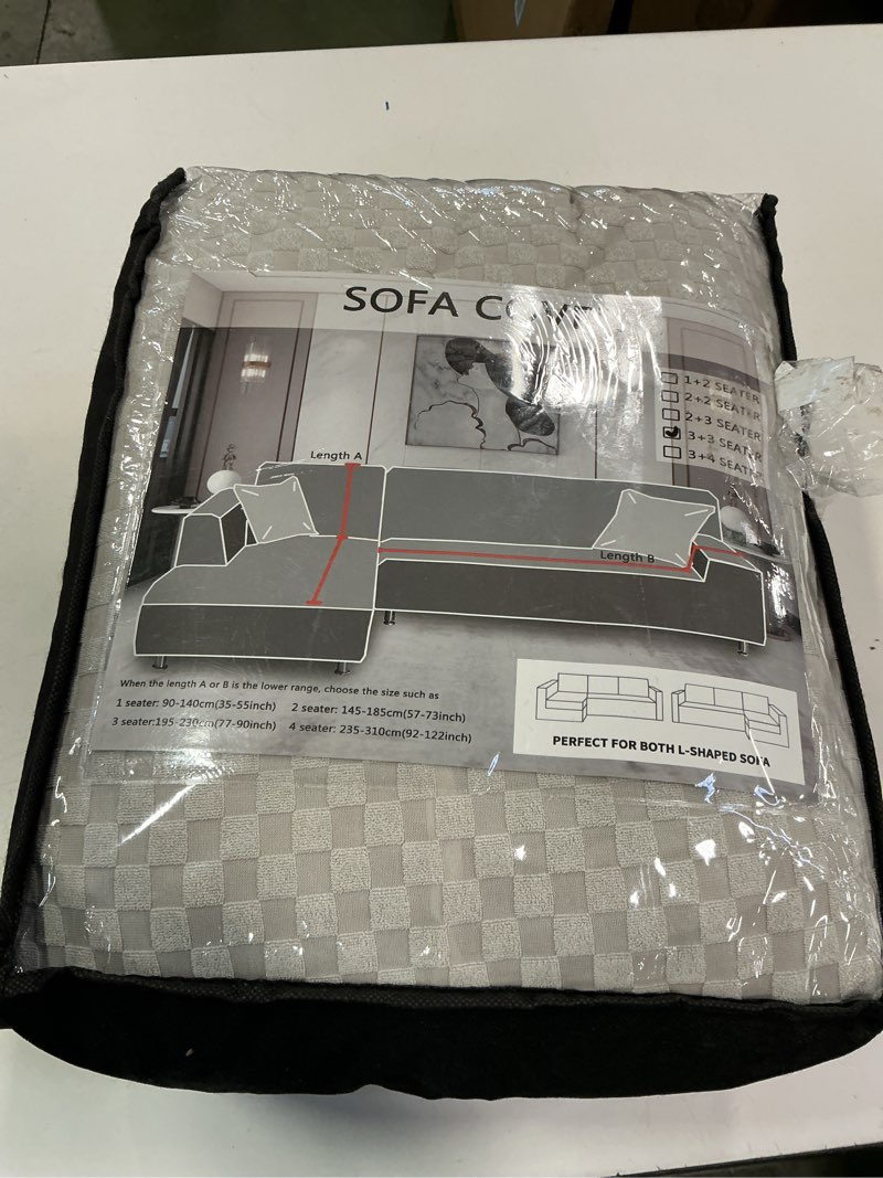 Condition photo showing New/Like New for ZNSAYOTX Sectional Couch Covers, Stretch Jacquard Slipcovers with Elastic Bottom for L-Shape Sectional Sofa, 2 Pcs Pet Friendly Modular Sofa Protector (3 Seat Couch + 3 Seat Chaise, Ivory)