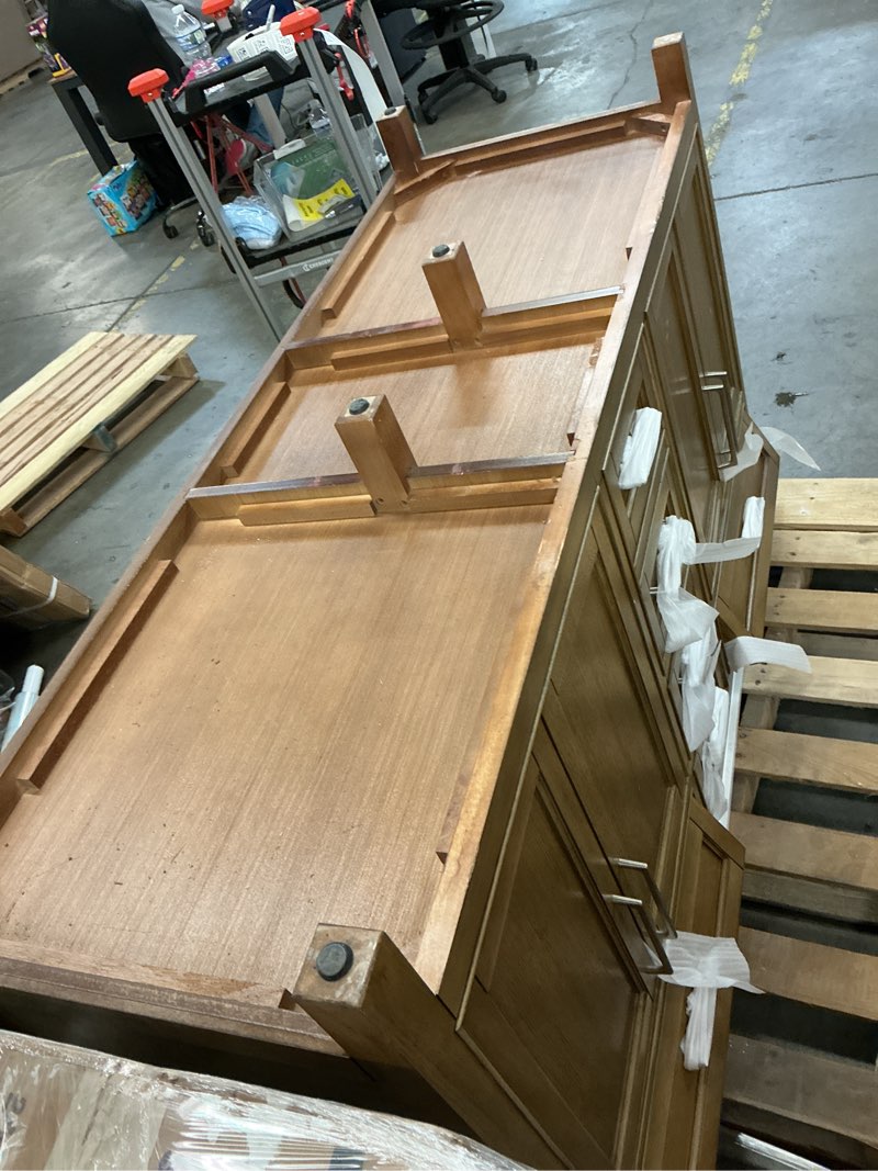 Condition photo showing As Is for allen + roth connery oak 60-in vanity
