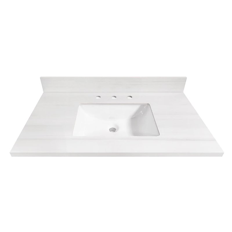 allen + roth dolomiti bianco 37-in x 22-in white sintered stone undermount single sink