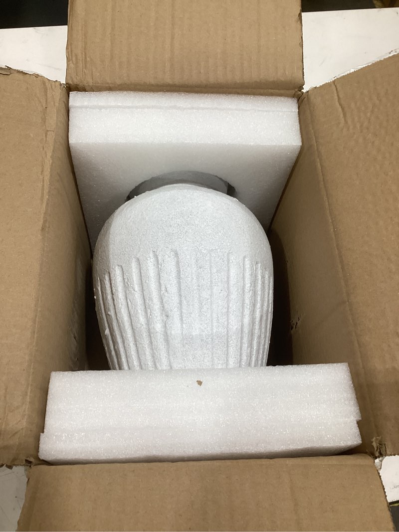 Condition photo showing As Is for rustic ceramic vase 11 inch farmhouse pottery clay vase distressed flower vases for boho home decor living room enterway shelf decor pampas grass - white 11 inch white