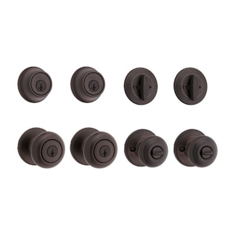 kwikset cove venetian bronze exterior single-cylinder deadbolt and keyed entry door knob ft incomplete