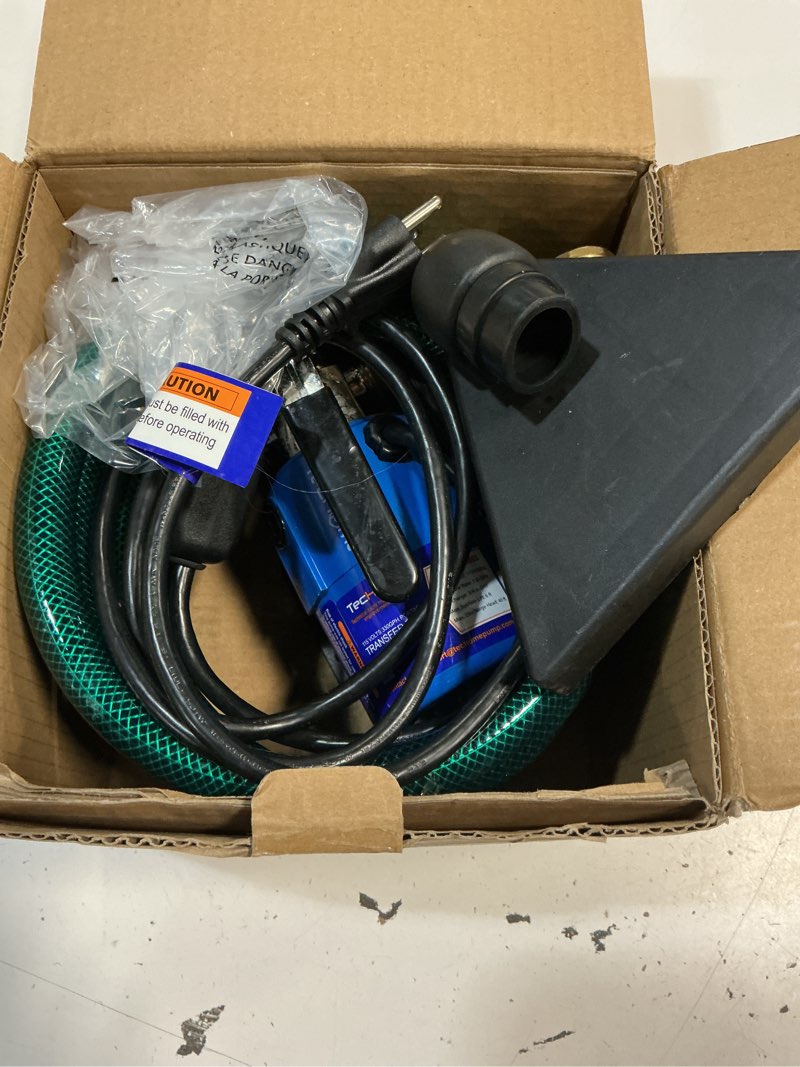 Condition photo showing As Is for techome electric water transfer pump water pump, 1/10hp utility pump. | 115v 330 gph, with on/off switch and 2 * 6 feet water hoses kit.