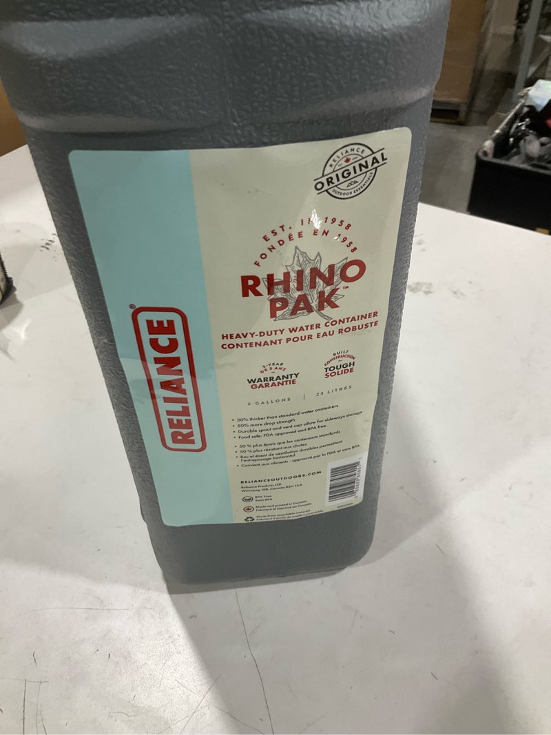 Condition photo showing Good Condition for reliance products rhino-pak heavy duty water container (grey, medium), 8580-15 bottle