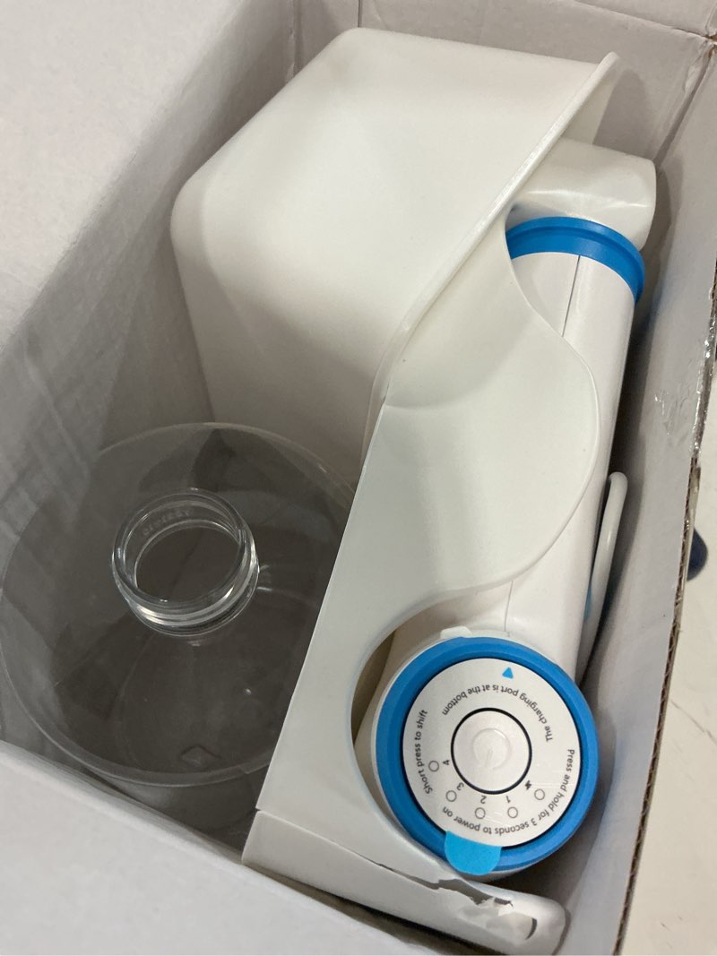 Condition photo showing As Is for ear wax removal, electric ear cleaning kit with light, fsa-hsa-eligible, ear irrigation kit with 4 pressure modes, safe and effective ear flush kit with ear cleaner - includes basin, towel & 15 tips blue