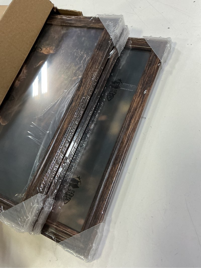 Condition photo showing New/Like New for 12x12 in picture frame set of 3, horizontal and vertical formats for wall hanging, 12 x 12 square wall gallery poster photo frame brown with shatter resistant plexiglass,best gift brown-3pcs 12x12in