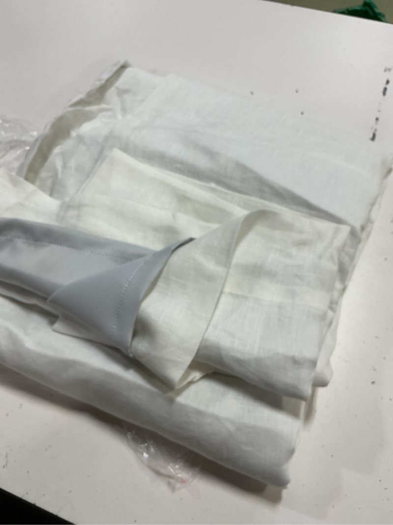 Condition photo showing Good Condition for quince european linen blackout curtain 48”x96” white