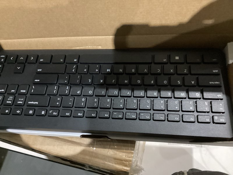Condition photo showing Good Condition for Dell Wireless Keyboard and Mouse - KM3322W, Wireless - 2.4GHz, Optical LED Sensor, Mechanical Scroll, Anti-Fade Plunger Keys, 6 Multimedia Keys, Tilt Leg - Black Black KM3322W